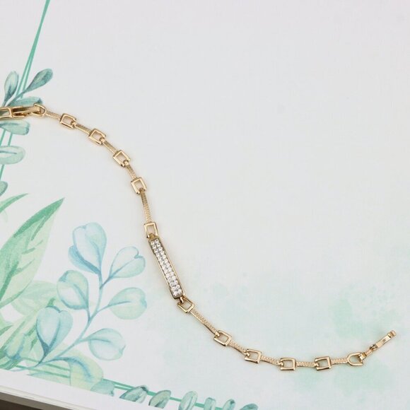"Elegant Rose Gold Bracelet with Sparkling CZ Bar Accent, XPBL0904 - Picture 4 of 13